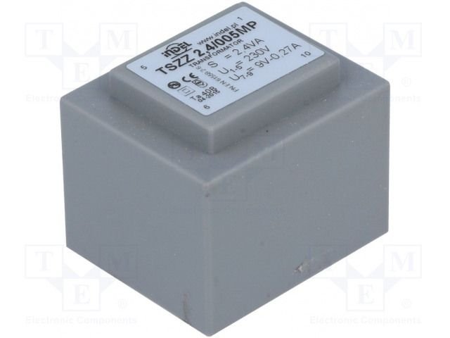 Transformators 220V=>9V, 266mA, 2.4VA, 32x27x26.8mm