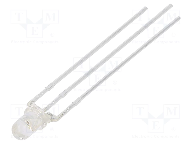 3mm, sarkans+zils, ar kopīgo katodu(-), 890/2000mcd, 30grad., 1.6...2.4/2.6...3.4V/20mA, gaismas diode
