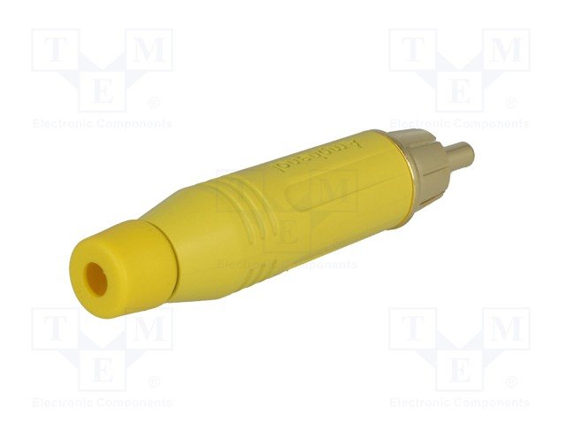 RCA štekers, taisns, GOLD, IP40, lodejama, dzeltens, AMPHENOL