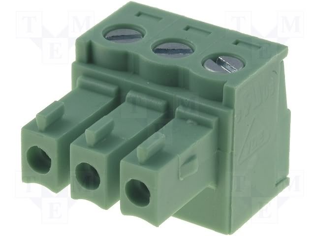 Terminal blocks vadam, ligzda, 3pin, 3.81mm, 0.5÷1.5mm2, taisns, 7A