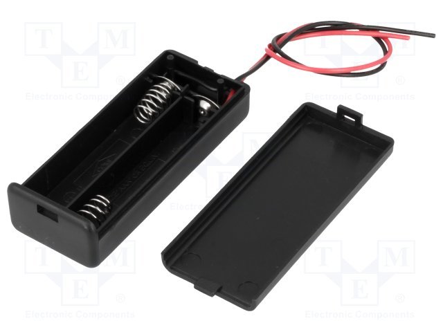 Bateriju turētājs ar vaciniem, 2xAAA ||, izvadi: vadi