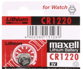 CR1220 litija baterija, 3.0V, Ø12x2.0mm, MAXELL, 2.31gr