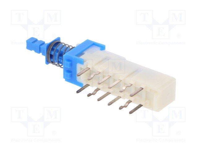 Poga 4PDT, ON-ON, 0.1A/30VDC, THT, 10x36x13mm, solis 7x4mm, ar fiksaciju