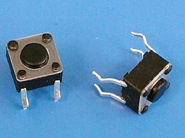 Mikroslēdzejs horizontāls, 6x6x4mm, SPST-NO, OFF-(ON), THT, 0.05A/12VDC, 1.6N, L=0.8mm