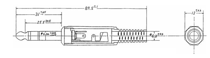 6.35mm štekers, stereo, plastmasas, vadam, ar amortizatoru, vada max Ø7mm, LUMBERG