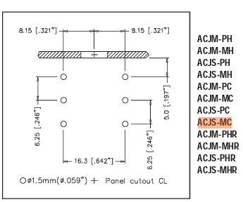 6.35mm ligzda, stereo, plastmasas, THT, skrūvejamas šasijai M9, metāla uzgrieznis, 2 x on/off, AMPHENOL