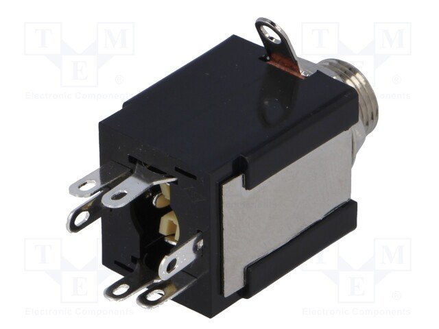 6.35mm ligzda, stereo, plastmasas, vadam, skrūvejamas šasijai M9, metāla uzgrieznis, 2 x on/off, NINIGI