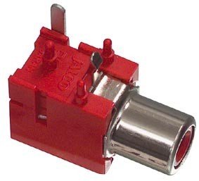 RCA ligzda uz šasijai, leņķisks, sarkanā krasa, LUMBERG