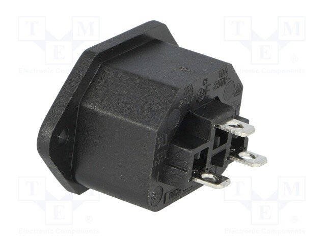 Tikla ligzda, 250VAC, 10A, C13(F), ar 2 skrūvēm, šasijai