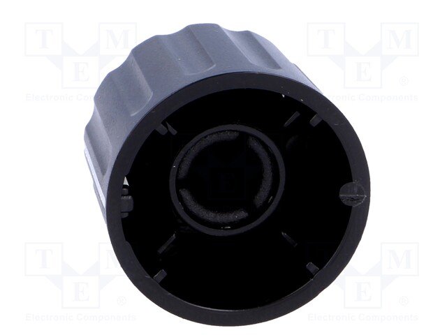 Potenciometru rokturitis Ø21.5x17.1mm, plastmasa, melna krasa, Ø6mm, iespiežamā