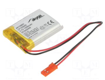 Akumulators Li-pol, 3.7V/1200mAh, izvadi 2.54*2pins, 10x30x40mm
