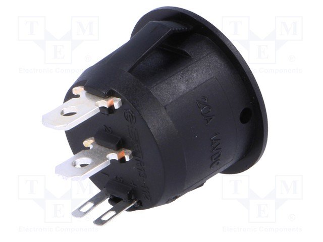 Taustiņslēdzis SPST, OFF-ON, 20A/12VDC, D=23mm, LED12VDC-sarkanā, melnā krasa, apaļa, ar fiksāciju