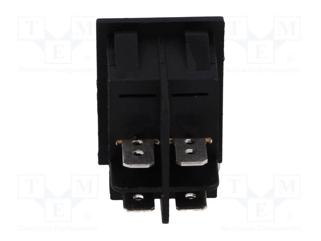 Taustiņslēdzis DPST, ON-OFF, 15A/230VAC, 34x26x30mm, melnā krasa, ar fiksāciju