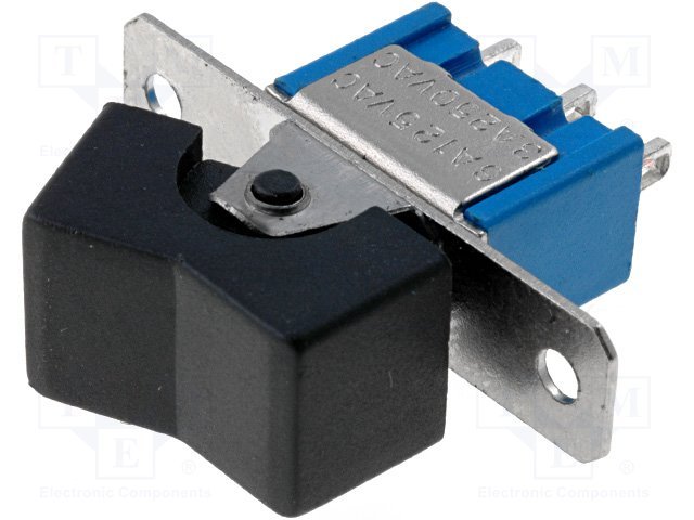 Taustiņslēdzis SP3T, ON-OFF-ON, 3A/250VAC, 9.5x29.5mm, melna krasa, ar fiksāciju