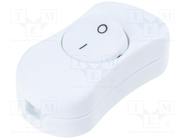 Taustiņslēdzis tikla vadam, SPST, OFF-ON, 3A/250VAC, 60x30x19mm, balta krasa, ar fiksāciju