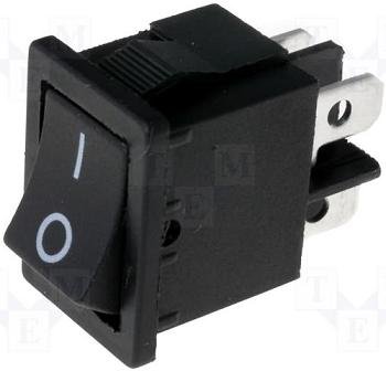 Taustiņslēdzis DPST, ON-OFF, 3A/250VAC (II), 21.2x15x24, (--O), melnā krasa, ar fiksāciju