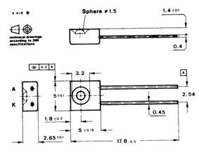 Vertikala infrasarkans gaismas diode, 950nm, 25grad, 2.6mW, 1.25...1.6V/100mA, 3.6x2.2x5mm