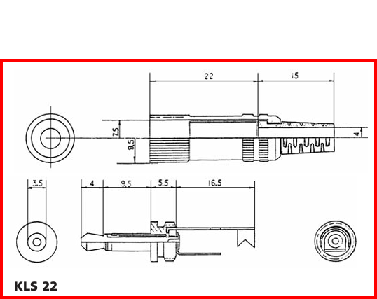 3.5mm štekers, mono, metālisks, uz vadu, ar amortizatoru, LUMBERG