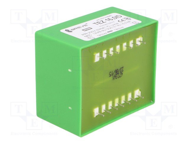 Transformators 220V=>2x12V, 2x530mA, 16VA, 57x47x39mm