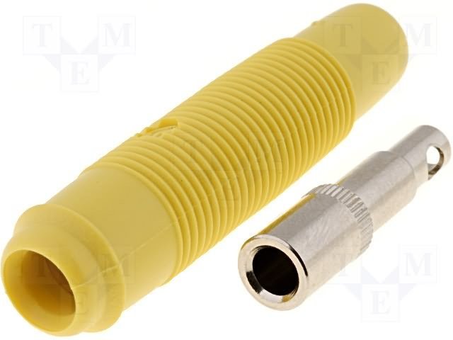 Testera ligzda, 4mm, 16A/60VDC, L=48mm, lodējamas, vadam, dzeltena krasa