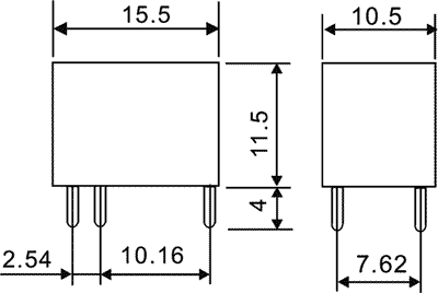 Relejs DC24V, SPDT, 3A/120VAC, 3A/24VDC, 2.88kΩ(8.33mA), viens kontakts uz pārslēgšanu, 15.5x10.5x11.5mm, RAYEX ELECTRONICS