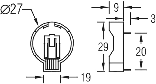 Bateriju turētājs SN2450, plastmasas, horizontals, melna, THT, 1 baterija