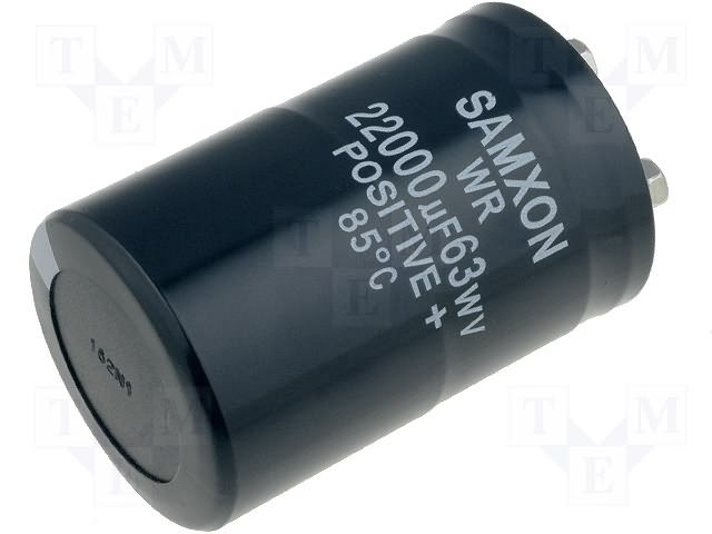 22000/63V, 85C, 51*80mm, Kondensators elektrolītisks ar skrūvem, 2000h, SAMXON