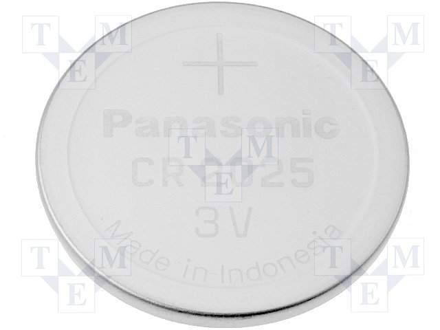 CR2025 litija baterija, 3.0V, Ø20x2.5mm, PANASONIC, 3.60gr