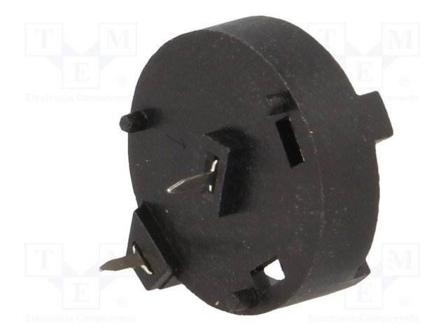 Bateriju turētājs CR1220, plastmasas, horizontals, melna, THT, 1 baterija