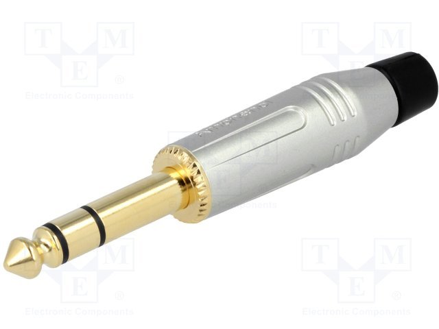 6.35mm štekers, stereo, metālisks, uz vadu, ar amortizatoru, apzelts/pēleks, MPHENOL