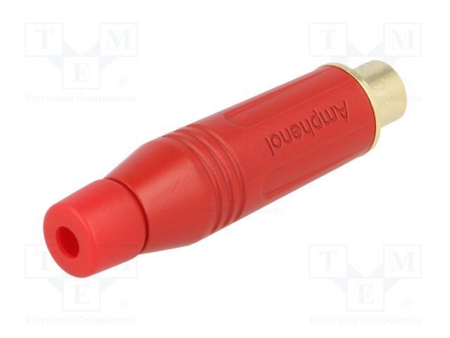 RCA ligzda, taisns, vadam, GOLD, IP40, lodejama, sarkans, AMPHENOL