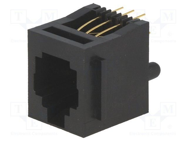 RJ12(6/6) ligzda uz šasija, taisns, THT