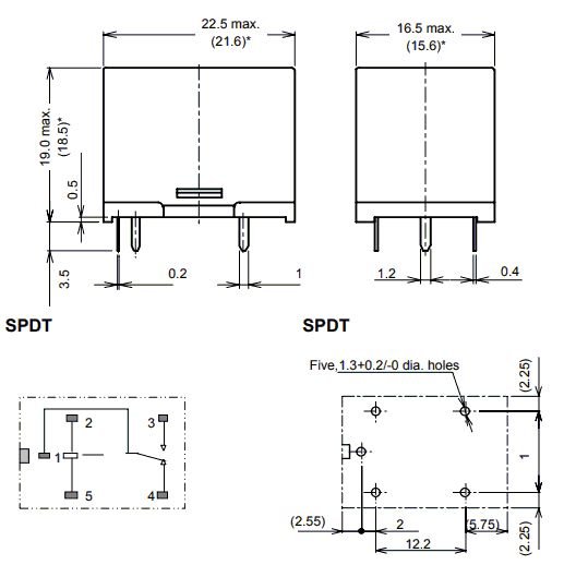Relejs DC24V, SPDT, 16A/250VAC, 10A/35VDC, 1440Ω(16.66mA), viens kontakts uz pārslēgšanu, 22.5x16.5x19mm, OMRON