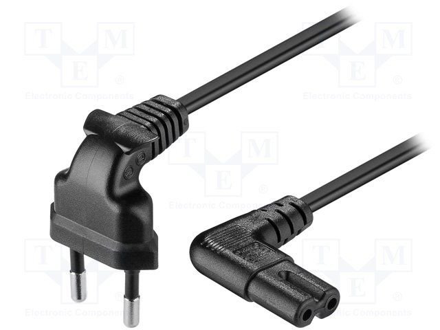 Tikla vads 230VAC,, audio-video aparaturai, 2x0.75 m², 1.5m, leņķisks, melnā krasa