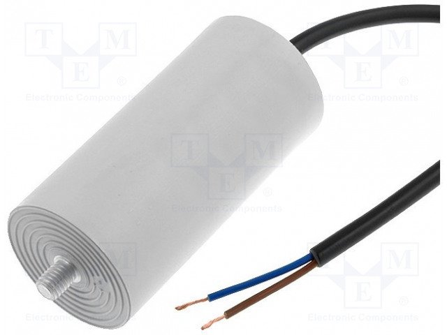 3.0/425VAC+cable elektromotoru kondensators, ±5%, Ø28x55mm, M8, 10000h, DUCATI ENERGIA