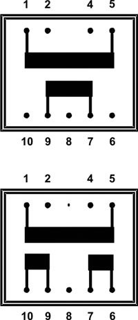 Transformators 220V=>2x6V, 2x100mA, 1.5VA, 32x27x22mm