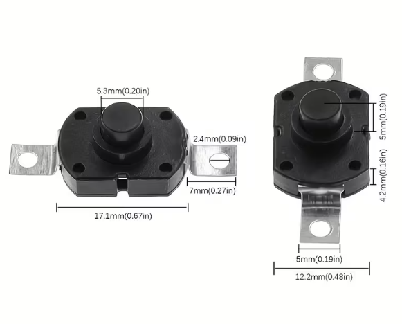 Poga SPDT, OFF-ON, 0.5A/30VDC, THT, 30(17)x12x10mm, ar fiksaciju, uz saslēgšanu