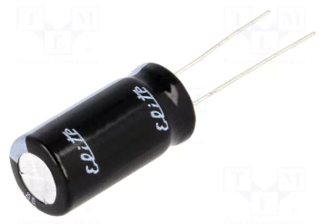 47/250V, 105C, Ø12.5x20mm, ±20%, Kondensators elektrolītisks, 10000h, Elite, ar lokaniem izvadiem