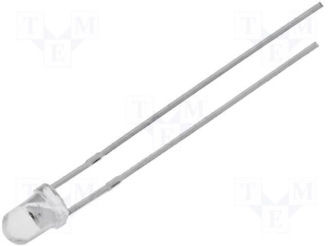 3mm, zaļa, 11000...18000mcd, 30°, 2.6...3.8V/20mA, 525nm, gaismas diode