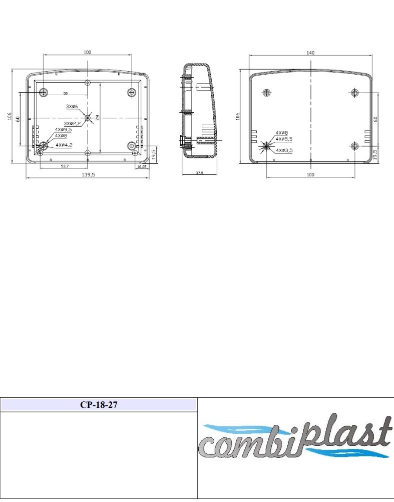 Plastmasas korpuss, 140x106x38mm, ABS, pelēkā krasa, ar ventilāciju