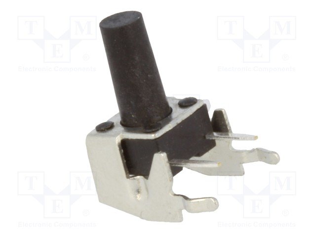 Mikroslēdzejs leņķisks, SPST-NO, OFF-(ON), 0.05A/12VDC, THT, 6x6x4mm, 1.6N, L=6mm, ar zeme