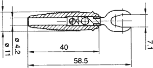 Dakša kontakts 4-6mm, 60VDC, 30A, aizspiednis zem skrūves, melna krasa, HIRSCHMANN T&M