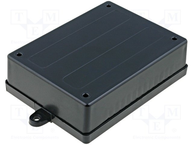 Plastmasas korpuss, 100x132x39mm, ABS, melnā krasa, ar piestiprinājumiem