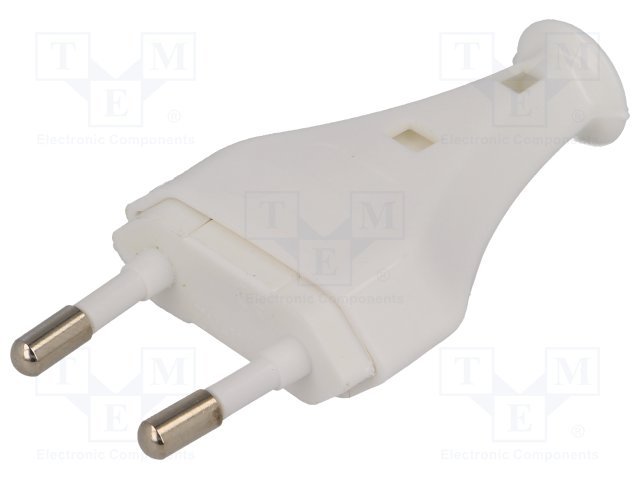 Tikla štekers, 2P, 250VAC/2.5A, balta krasa, taisns