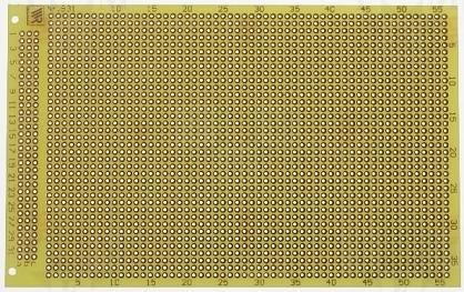 Maketēšanas plate 160x100mm ar caurumiem, getinaks, vienkārtēji kontakti, 1.5mm