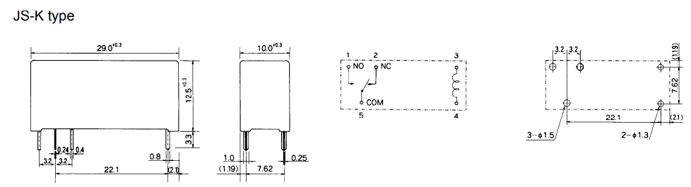 Relejs DC24V, SPDT, 8A/250VAC, 8A/24VDC, 2.35kΩ(10.2mA), viens kontakts uz pārslēgšanu, 29x10x15mm, FUJITSU
