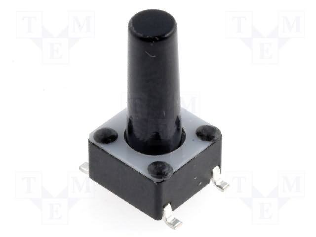 Mikroslēdzejs horizontāls, 6x6x4mm, SPST-NO, OFF-(ON), SMD, 0.05A/12VDC, 1.6N, L=9mm