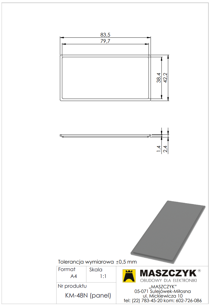 Plastmasas korpuss, 91x111x49mm, ABS, pelēkā krasa