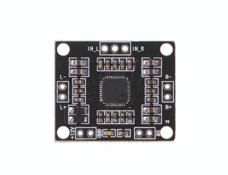 Modulis: audio, jaudas pastiprinātājs, stereo, 2x10W/8R, Class D, DC12V/2A, 25x31x3mm, PAM8610