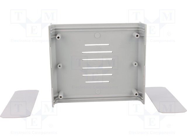 Plastmasas korpuss, 149.5x129.8x50mm, polistirens, pelekā krasa, ar ventilāciju